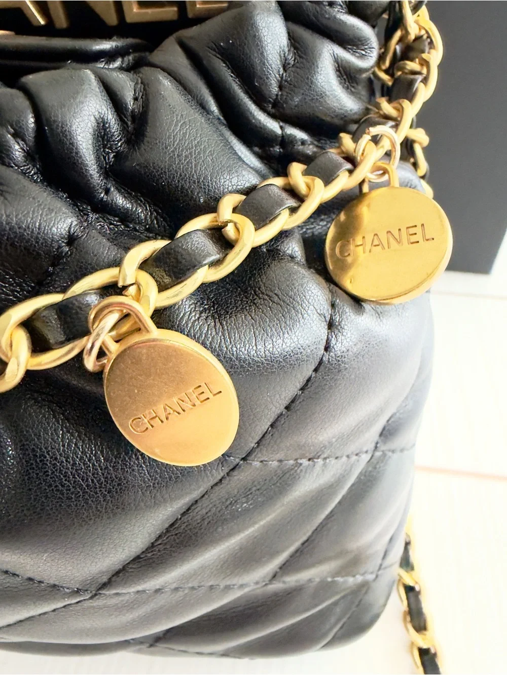 Quilted Crossbody Charm Bag